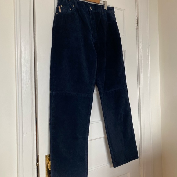 Vintage W2W Skotts washable blue suede high waisted straight leg pants - Picture 3 of 10